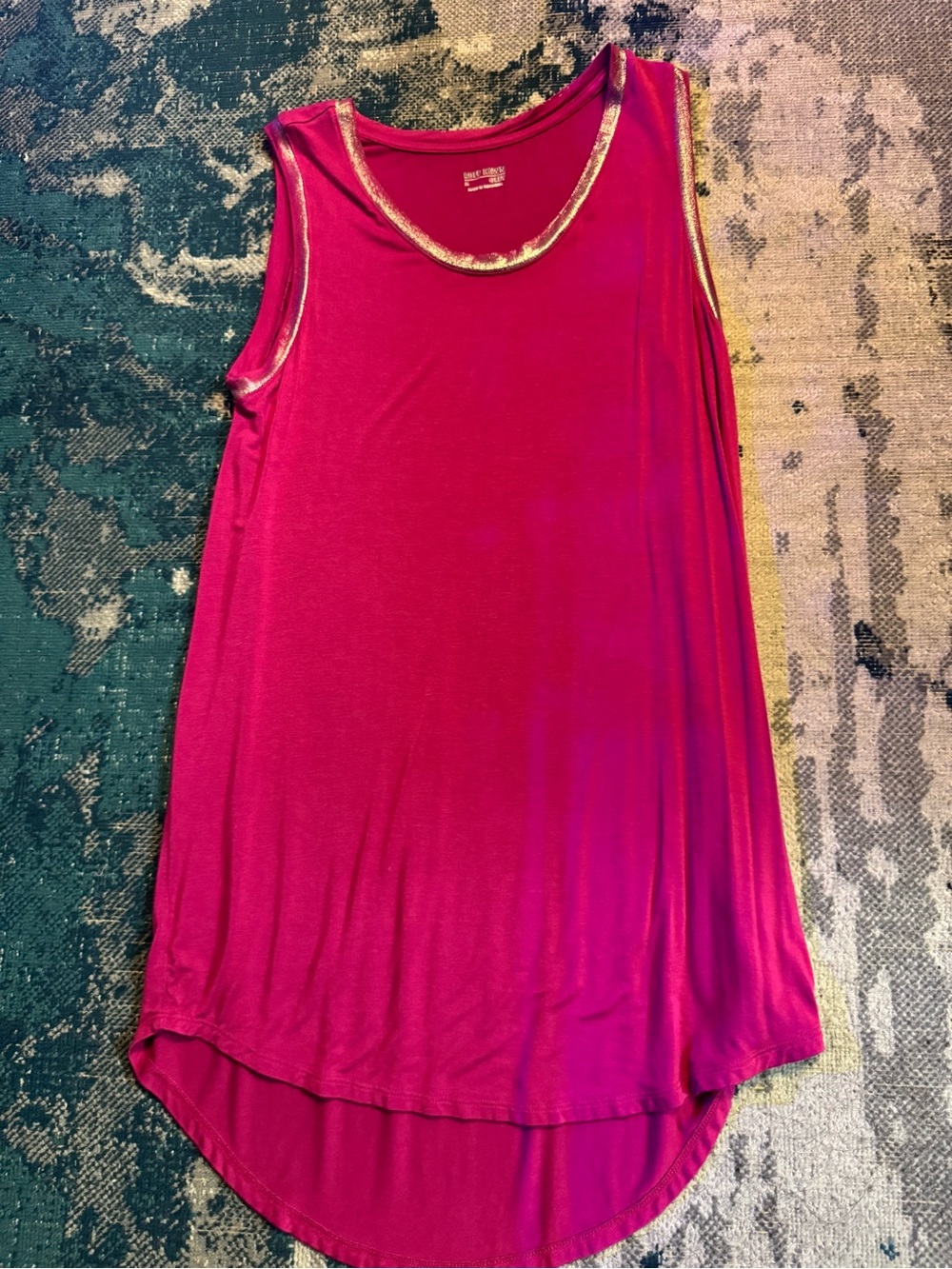 Women’s Fuchsia Sleeveless Tank Top with Gold Trim
